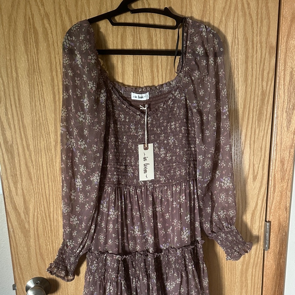 Ali & Jay Mauve Floral Long-Sleeve Tiered Maxi Dress